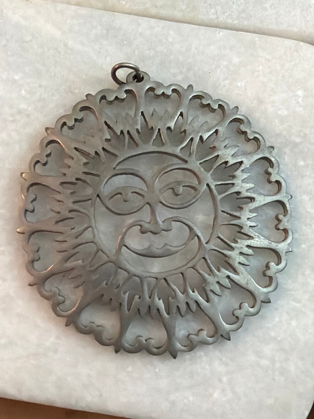 Signed R&B Reed & Barton Vintage Pewter Sun Face Pendant